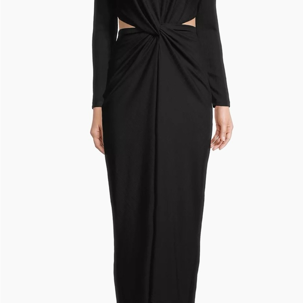 Odelia Twisted Cut-Out Ribbed Maxi Dress size 12 Black